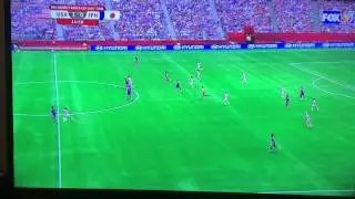 Carli Lloyd makes it a hat trick and quick....from distance!!  USA vs. Japan