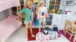 Two Barbie Pack  Dolls Bags to go on a Trip! New Doll Clothes Barbie Bedroom Morning Routine