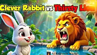 Clever Rabbit VS Thirsty Lion🐇🦁|#cartoon #ai #thirstylion #cleverrabbit #shortfilm #kalpanikworld 