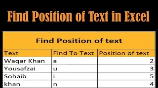 Find Position of Text in MS Excel