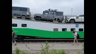 Train with cars in Kolari, Finland