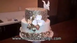 How to decorate a cake with gold sequins by Royal Cake Design