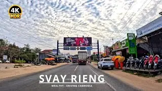 Drive from Steung Slot Bridge to Svay Rieng City | 58Km on National Road No.1(NH1/NR1) | Cambodia 4K
