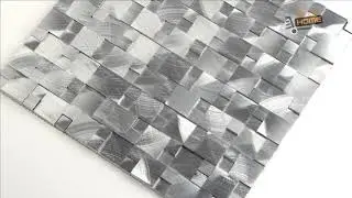 Silver Aluminum Pattern 11.81&Prime; x 12.4&Prime; Brushed Metal Mesh-Mounted Mosaic Tile Pattern-MSI Collection