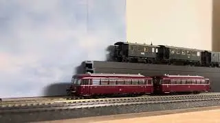 Spur H0 DC Digital Roco 43018 Schienenbus mit Beiwagen VT98+VS98 der DB Epoche III in OVP