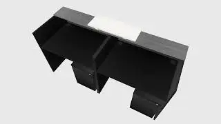 Black 2-person Modular Reception Desk with Wooden Mobile Drawers