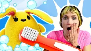Brush your teeth with toy Leo the Truck & Lucky the bunny. Family fun activities for kids.