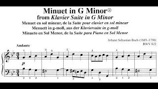 Minuet in G Minor BWV 822 (Johann Sebastian Bach) Partitura - Score - Partitions.