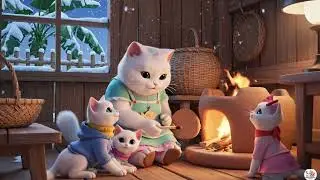 10 Minutes of Snowfall in the Countryside ❄️ Cozy Slow TV with White Mama Cat & Kittens 🐾🔥