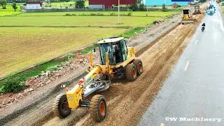 Best Action Mixing Gravel By Grader Team Trimming Operation Building Foundation Roads