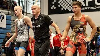 U17 Artem Hushevatyi (UKR) vs Taisto Riutta-Aho (FIN) 71kg. Greco-roman boys wrestling. B-cam-man