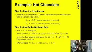 Chapter 9 LO6,7 Perform a hypothesis test for a mean with unknown standard deviation