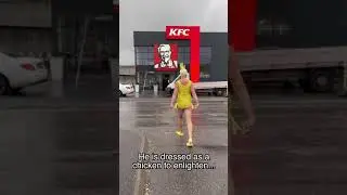Man dressed as chicken goes to KFC.....................😂😂😂😂😂😂