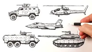 How to Draw Military Vehicles: Tank, Jet, Helicopter, and More!