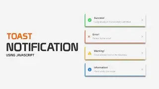 How To Make Toast Notification or Snack Bar For Website Using HTML CSS JavaScript