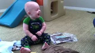 Baby Laughing at nerf gun