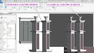 How to design classical column in revit //  entrance columns design // curtain column in revit 