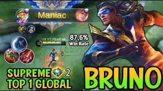 Supreme Bruno Gameplay!! Top 1 Bruno Global Best Build In 2021 - Mobile Legends