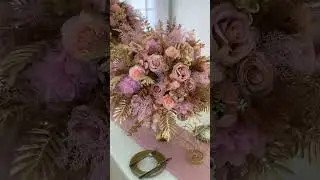 Luxury Golden Leaves Pink Rose Wedding Decor 60cm 3/4 Flower Ball  #diy #wedding #backdrop #table