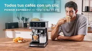 Cafetera semiautom&aacute;tica t&aacute;ctil Power Espresso 20 Touch & Cream con dep&oacute;sito de leche.