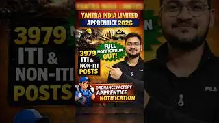 3979 Apprentice Vacancy 2026 🔥 | Yantra India Limited Apprentice 2026 | #itiapprentice #govtjob2026