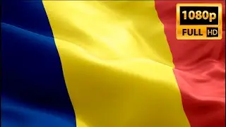 Chad flag video waving in wind. Realistic N'Djamena Flag background. Chad flag Full HD