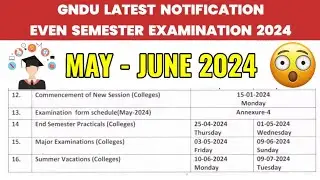 GNDU Latest Notification 😱 Even Semester May - June Exams 2024 | 2nd, 4th & 6th Sem | Latest Update