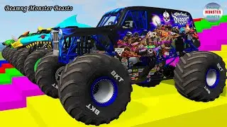 Monster Truck Transport on Triple Flatbed Trailer – BeamNG Monster Beasts #220
