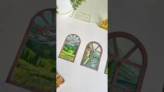 Art Journey through windows 🏞 #gouachepainting #miniaturepainting #landscapepainting #paintwithme