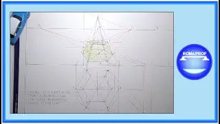 PROSPETTIVA CENTRALE DI UN TRONCO DI PIRAMIDE A BASE ESAGONALE POGGIATO SUL GEOMETRALE - (974)