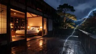 Cozy Cabin Night 🌲 Heavy Rain & Gentle Thunder Sounds for Deep Sleep