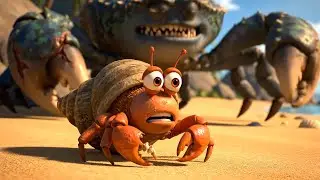 The Red Hermit Crab Was Bullied by a Blue Crab&hellip; But They Became Friends on the Beach 🦀❤️