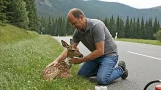 A Kind Man Saves Baby Deer from Persistent Weasel #animals#short#rescue moments
