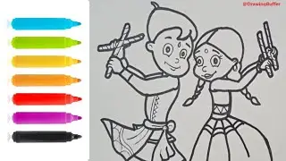 Dandiya Drawing | garba special drawing | Chhota Bheem And Chhutki #drawing #garbadrawing #satisfy