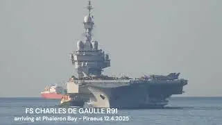 FS CHARLES DE GAULLE R-91 arriving at PHALERON Bay - Piraeus ,Greece