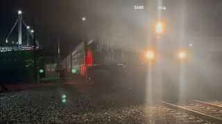 UP 7685 solo leads Autorack train 