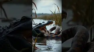 🔥 The Alligator vs Python Showdown: Who REALLY Rules the Swamp? 🐊🐍 | Animal Battles #Shorts