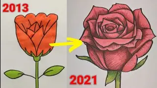 My 8 Year Drawing Progress (2013-2021) - Recreating My First YouTube Video