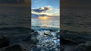 A few minutes later 720a 9.5.25 #Beach #Ocean #Sunrise #Reflections #Rocks ￼