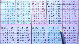 11- 20 Table| Table of 11 to 20 |Tables of Eleven to Twenty| Tables |Multiplication Tables|#rsgauri
