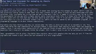 Using Emacs and Org-mode for managing a thesis