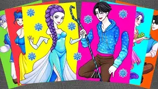 [🌈paper diy🌈] KPop Demon Hunters Sticker Book ❄️ Rumi Becomes Elsa with Frozen Fashion Style | ASMR