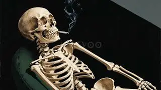 Smoking Skeleton Screensaver🚬Dark Academia Vintage Wall Art Gothic Skull Drinking Printables FrameTV