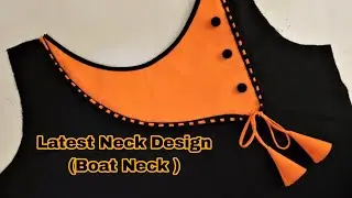 very beautiful neck design with easy steps. | Latest Neck Design (Boat Neck ) Cutting And Stitching