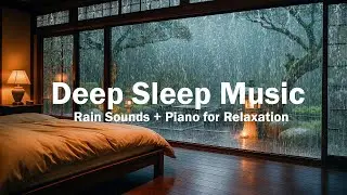 Warm Bedroom Ambience with Rain Falling Outside the Window at Night&ndash; Calm Piano Music for Deep Sleep