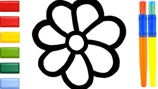 Glitter Rainbow Flower Drawing for kids