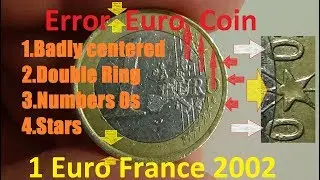 Error euro coin 1 euro coin France 2002 centered & stars & number & ring