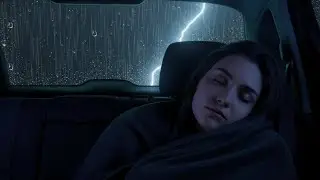 Sleeping Car Night 🌧️ Heavy Rain on Windows with Gentle Thunder