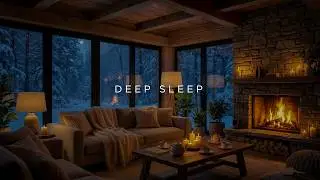 Soft Piano Sleep ❄️ Cozy Fireplace Night for Deep Sleep & Insomnia Relief
