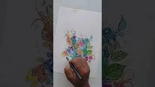 zentangle drawing with color on month name